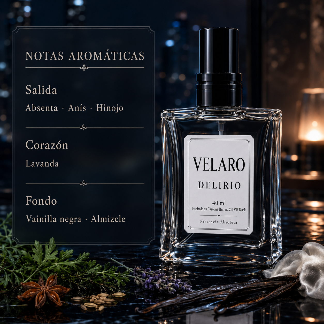 VELARO DELIRIO inspirado en Carolina Herrera 212 VIP Black