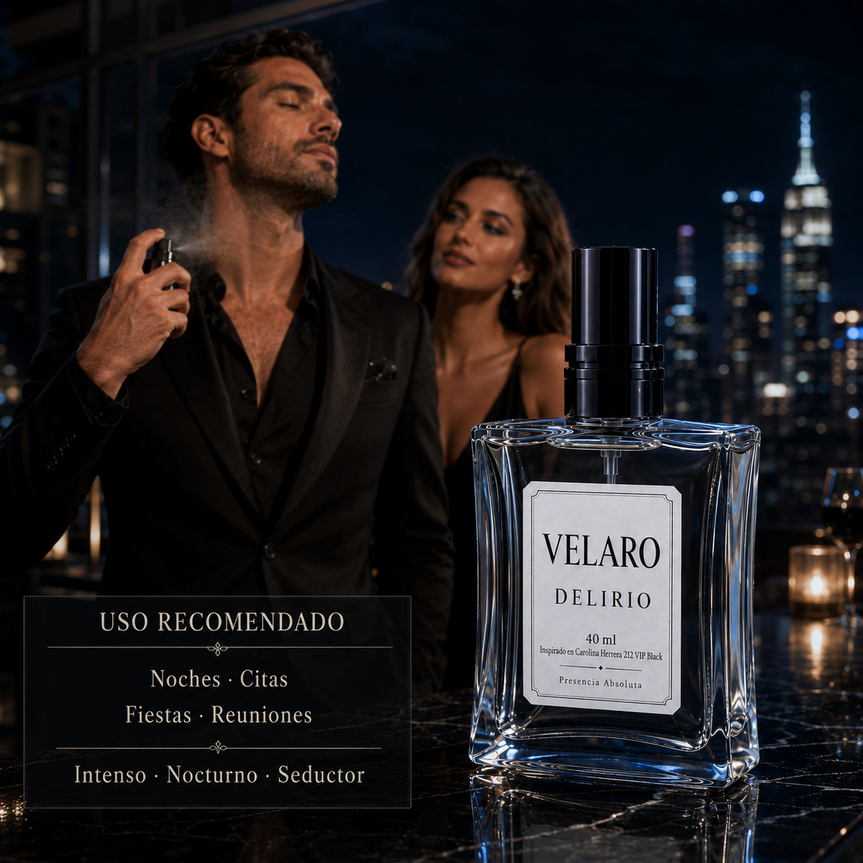 VELARO DELIRIO inspirado en Carolina Herrera 212 VIP Black